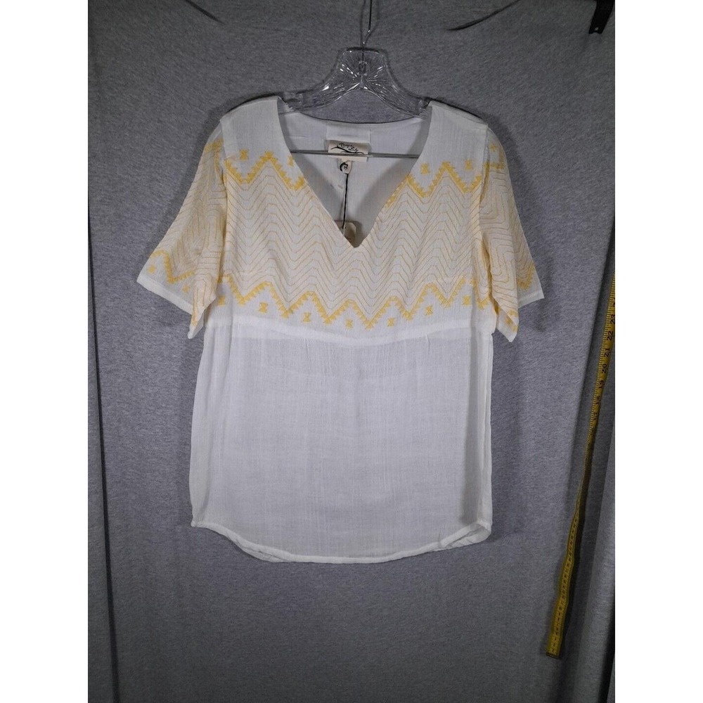 Artisan Top‎ Womens Medium Sheer V-Neck Bohemian Handmade Hand Woven Fair Trade